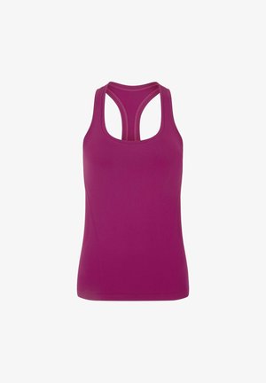 Ärmelloses, eng anliegendes Sport-Top mit Racerback in einfarbigem Magenta, gefertigt aus elastischem, atmungsaktivem Stoff.