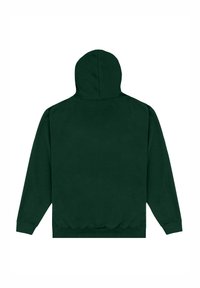 Felpa con cappuccio verde scuro a maniche lunghe. Presenta una tasca a canguro e polsini e orlo a coste. Tessuto morbido e testurizzato.