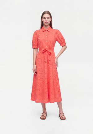 New Look, CORAL BRODERIE SHIRT MIDI DRESS - Vestido camisero - coral