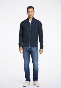 Lindbergh O-NECK STRUCTURE - Tröja med dragkedja - navy