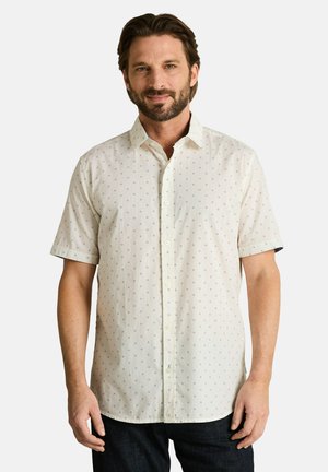 TOM TAILOR, FITTED KURZARMHEMD MIT MUSTER - Hemd - off white navy design
