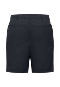 Pantaloni corti blu realizzati in tessuto leggero, con vita standard, tasca posteriore e un'etichetta di branding discreta sul retro.