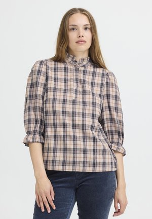 EVIE - Blúzka - beige navy check