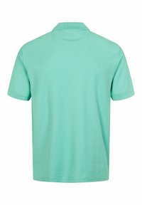 Pikétröja i ljus mintgrön, korta ärmar, klassisk krage, mjukt texturerat tyg, sömlig rygg och rak fåll.