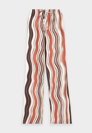 New Look, WAVE PRINT WIDE LEG TROUSERS - Pantalones - brown pattern