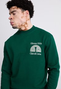 Sudadera verde de algodón, con cuello redondo acanalado, logo bordado en el pecho y corte relajado.