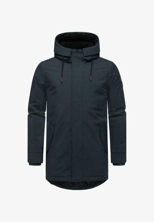 Dunkelblaue, kapuzenjacke mit Reißverschluss, zwei Fronttaschen und gerippten Bündchen. Gefüttert mit schwarzem, weichem Innenstoff für zusätzlichen Wärme.