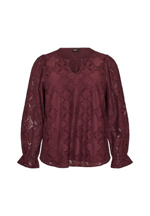 Zizzi, LANGARMBLUSE MIT SPITZENMUSTER - Μπλούζα - dunkles bordeaux