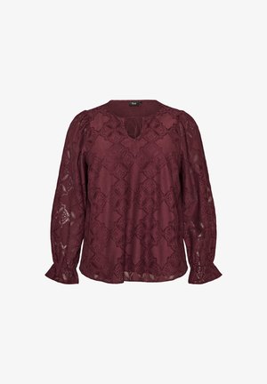 Zizzi, LANGARMBLUSE MIT SPITZENMUSTER - Μπλούζα - dunkles bordeaux