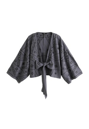 Next, REGULAR FIT - EMBROIDERED MIRROR DETAIL TIE FRONT TOP - Leichte Jacke - washed steel blue