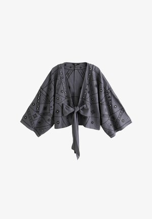 Next, REGULAR FIT - EMBROIDERED MIRROR DETAIL TIE FRONT TOP - Suvejakk - washed steel blue