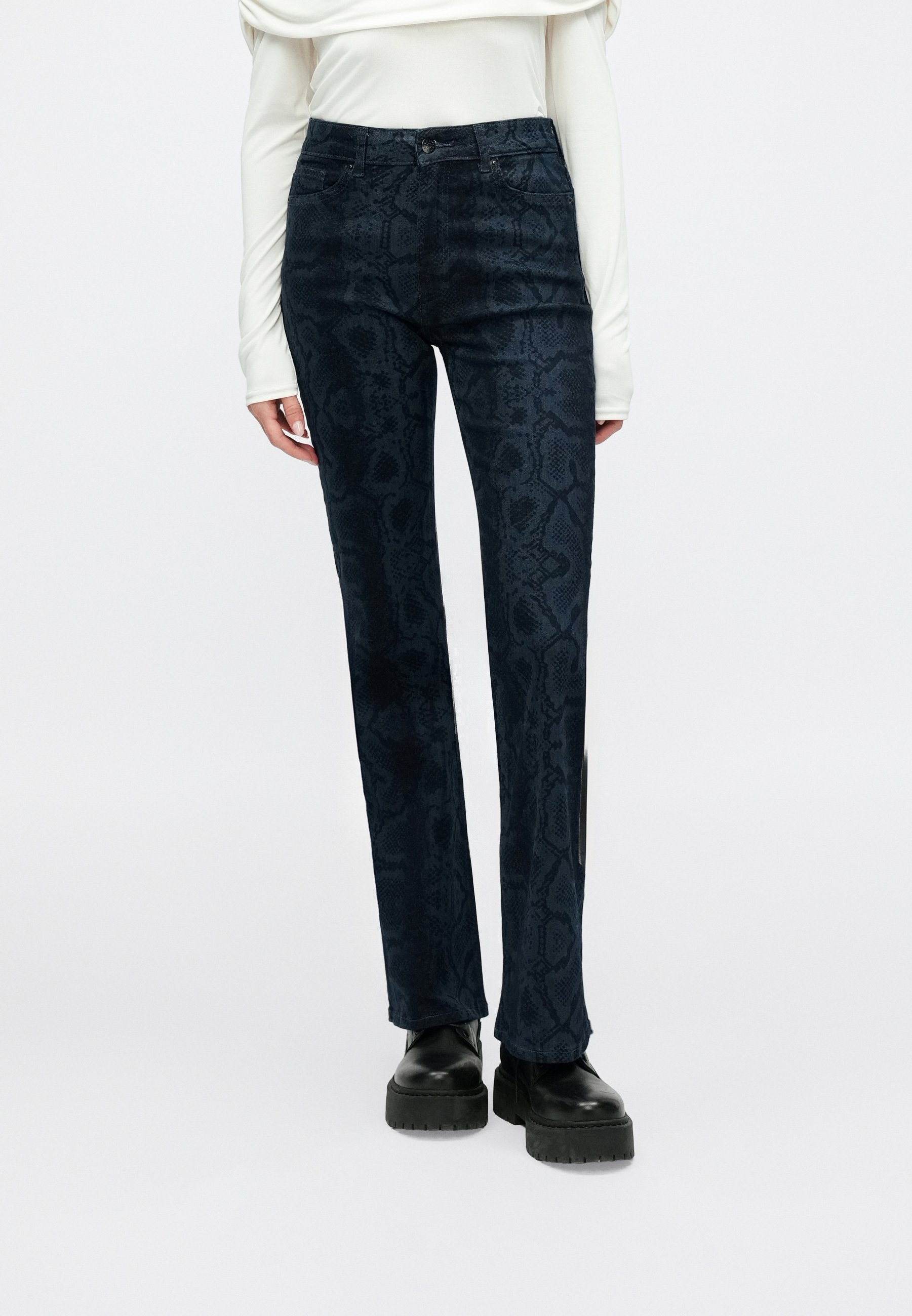ONLY ONLPYTHON SNAKE - Flared Jeans - dark blue denim/dark-blue