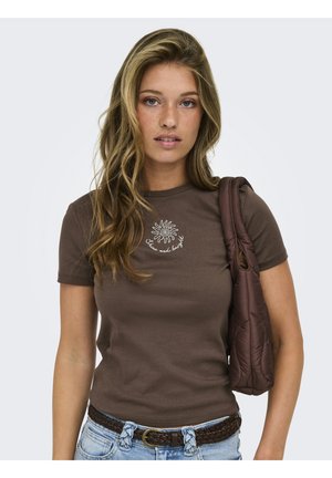 ONLY, ONLKIRA NEW S/S O-NECK TOP JRS - Print T-shirt - chocolate martini
