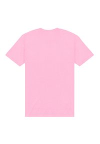 Camiseta de manga corta en algodón rosa claro sólido. Cuello redondo, corte recto, textura suave y sin logotipos ni gráficos visibles.