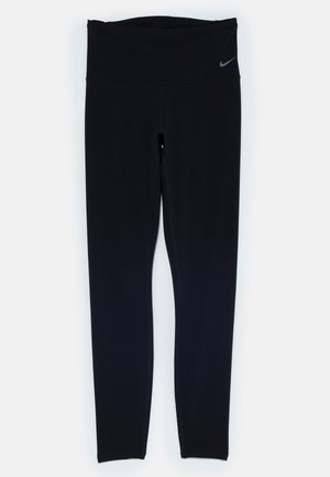 Zwarte sportleggings gemaakt van rekbaar materiaal met een brede tailleband en gestikte naden. Bevat een klein logo bij de taille.