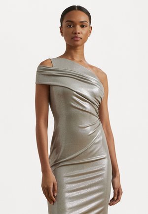 METALLIC ONE SHOULDER COCKTAIL DRESS - Kokteilinė suknelė / vakarėlių suknelė - bright nickel/silver foil