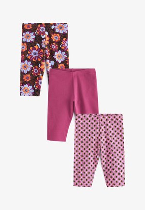 3 PACK - Leggings - berry red geo flower print