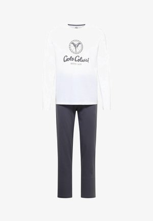 Carlo Colucci, CARLO COLUCCI HERREN PYJAMA SET FERRETTI - Nachtwäsche Set - weiß grau