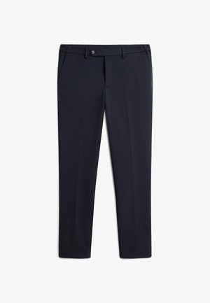 Tommy Hilfiger, TOMMY HILFIGER NEW YORK LABEL KNIT STRAIGHT TROUSERS - Trousers - navy blue