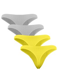 Fabio Farini 4ER PACK HERREN STRING TANGA ENG ANLIEGEND STRETCH - Slip - grau/gelb