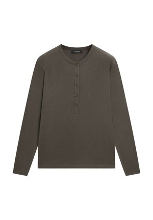 Massimo Dutti, LONG SLEEVE HENLEY T-SHIRT - Maglietta a manica lunga - light brown