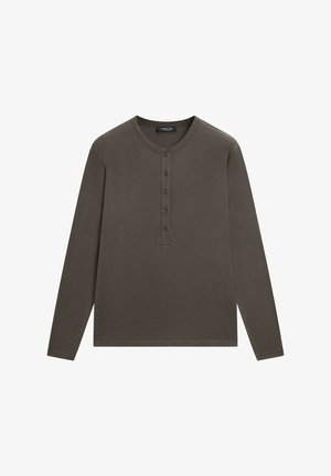 Massimo Dutti, LONG SLEEVE HENLEY T-SHIRT - Maglietta a manica lunga - light brown