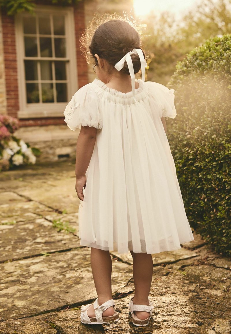 Robe Enfant Fille Fleurie NEXT - Blanc, Vert, Jaune - Taille 4 Ans - Sans Manches
