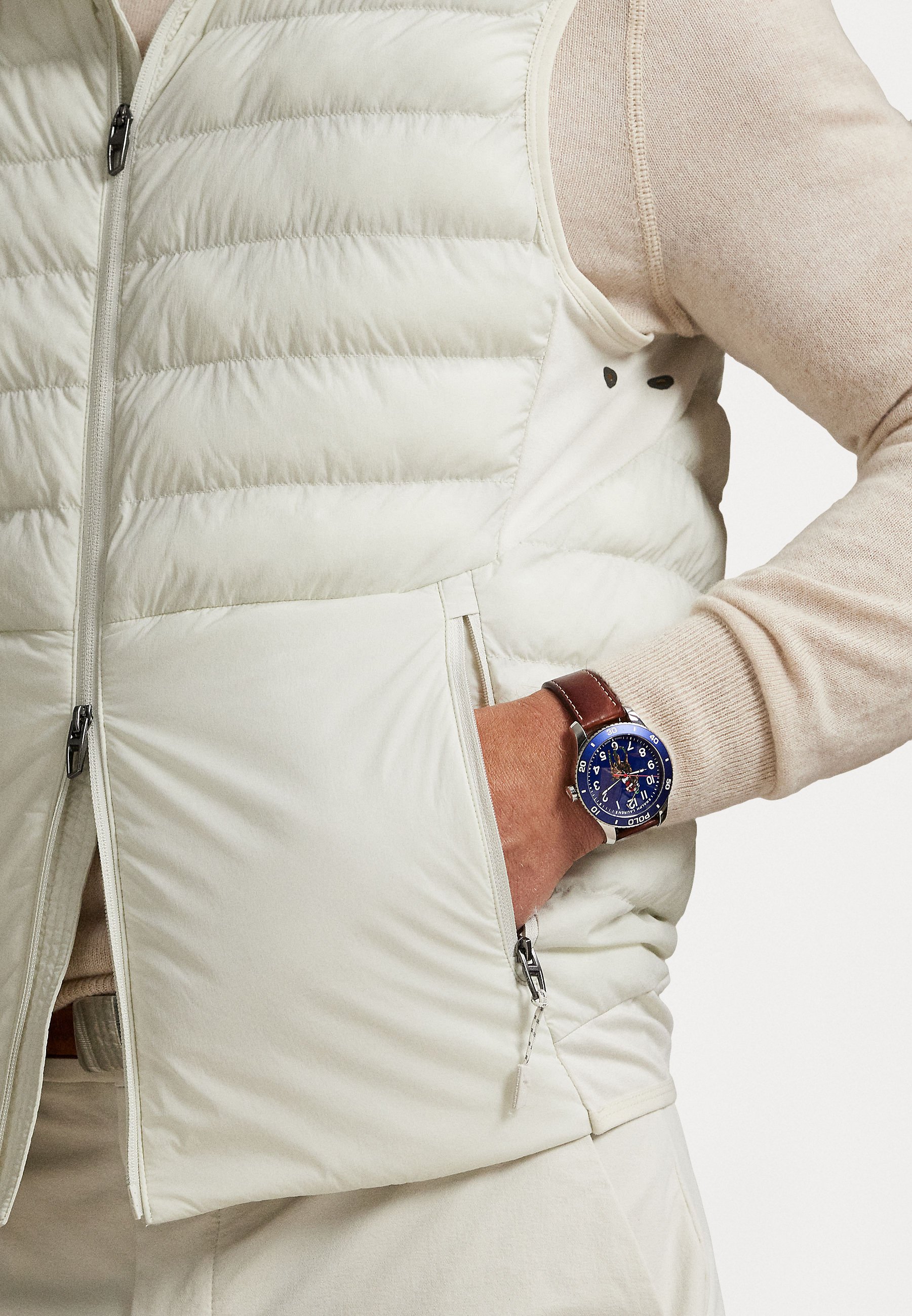 Polo Ralph Lauren FULL ZIP VEST - Waistcoat - stone pebble/light