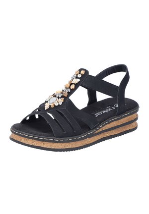 Rieker Plateausandalette - schwarz