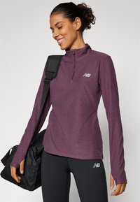 New Balance SPORT ESSENTIALS SPACE DYE QUARTER ZIP - Majica z dolgimi rokavi - plum/brown heather