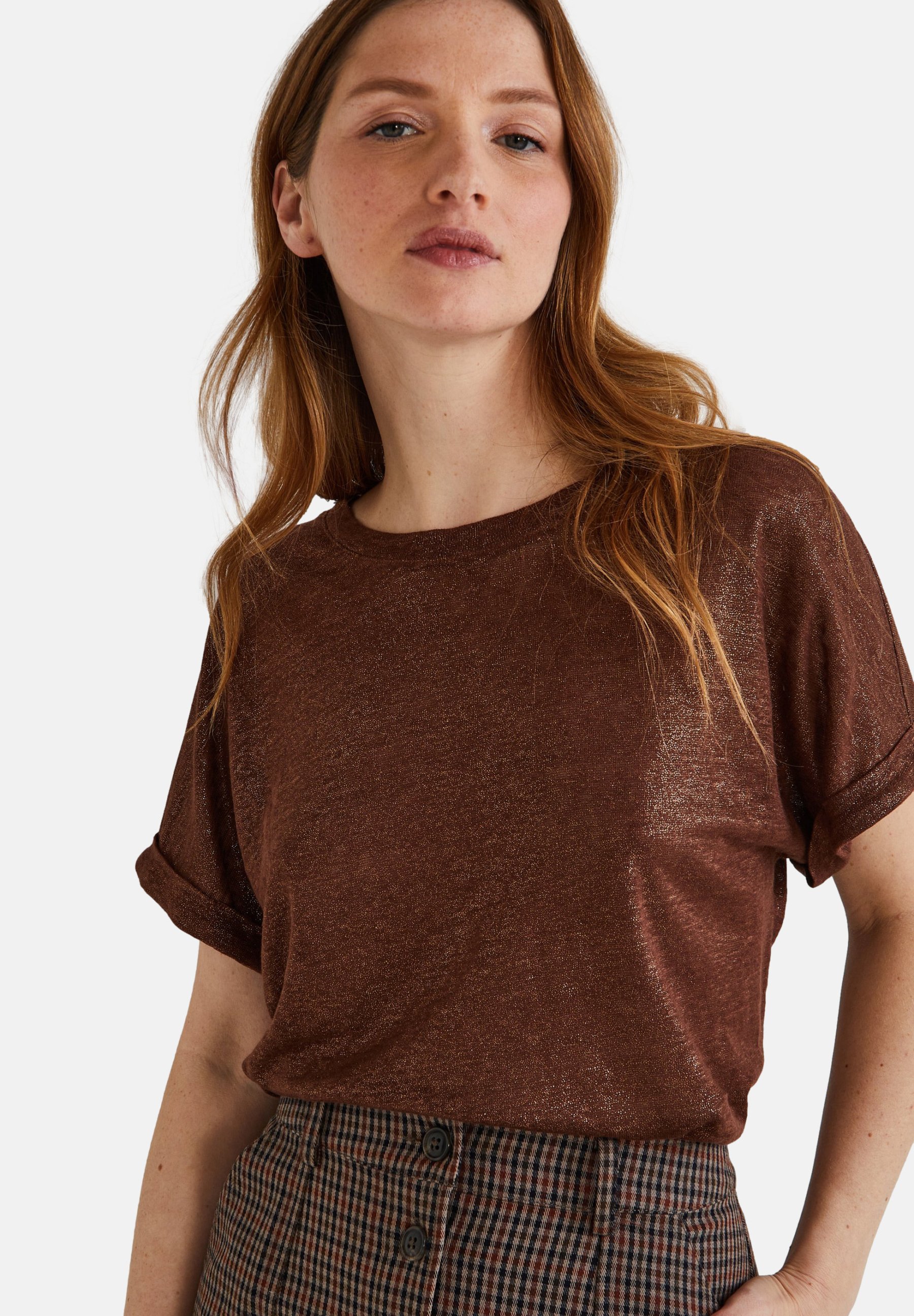 T-shirt Monoprix Taille 40 Femme - Modèle Ajouré Bleu, Manches Longues, Coton/Polyamide, Occasion Très Bon État