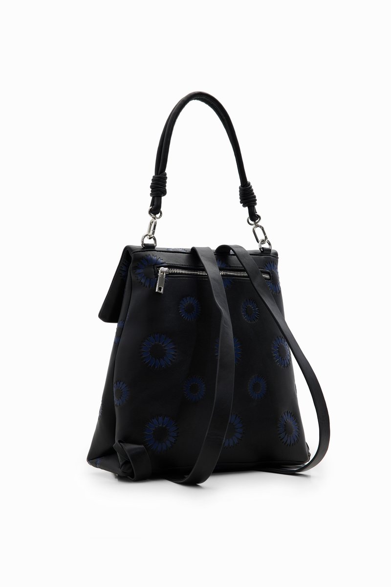 Sac à Dos Desigual Hampton - Noir Effet Cuir - Poche Arrière Magnétique - Style Urbain Et Pratique