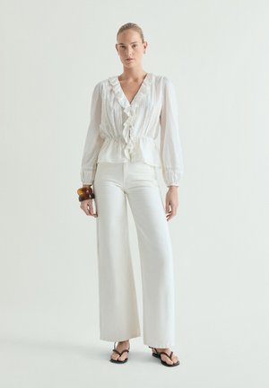 Scalpers, SCALPERS NET EMB BLOUSE - Blusa - ecru