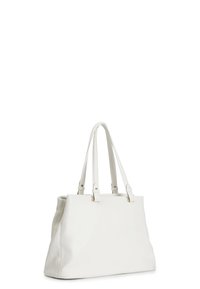 Borsa tote in pelle bianca con due manici, design strutturato, dettagli cuciti e minime accentuazioni in metallo dorato.