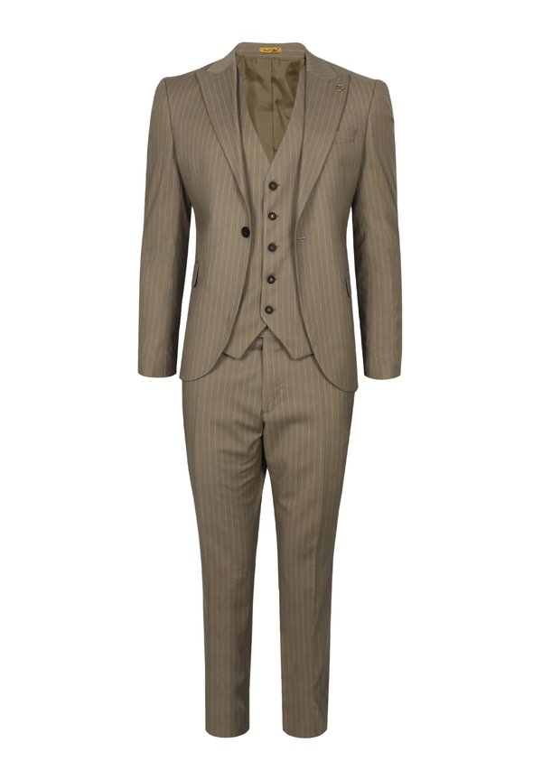 SLIM FIT IN GESTREIFT - Anzug - hellbeige