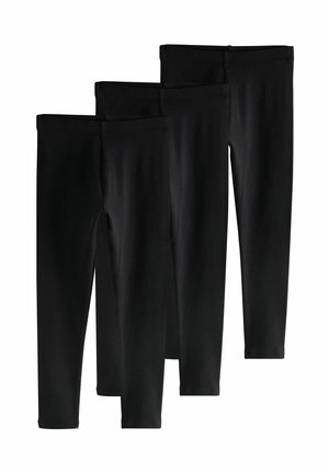Leggings neri, confezione da tre, realizzati in morbido tessuto elasticizzato, con una vita liscia e un design asciutto, senza motivi né decorazioni.