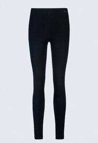 Zwarte legging gemaakt van rekbaar materiaal, met een aansluitend ontwerp, lange pijpen en een naadloze tailleband voor comfort.