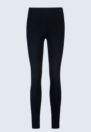Zwarte legging gemaakt van rekbaar materiaal, met een aansluitend ontwerp, lange pijpen en een naadloze tailleband voor comfort.