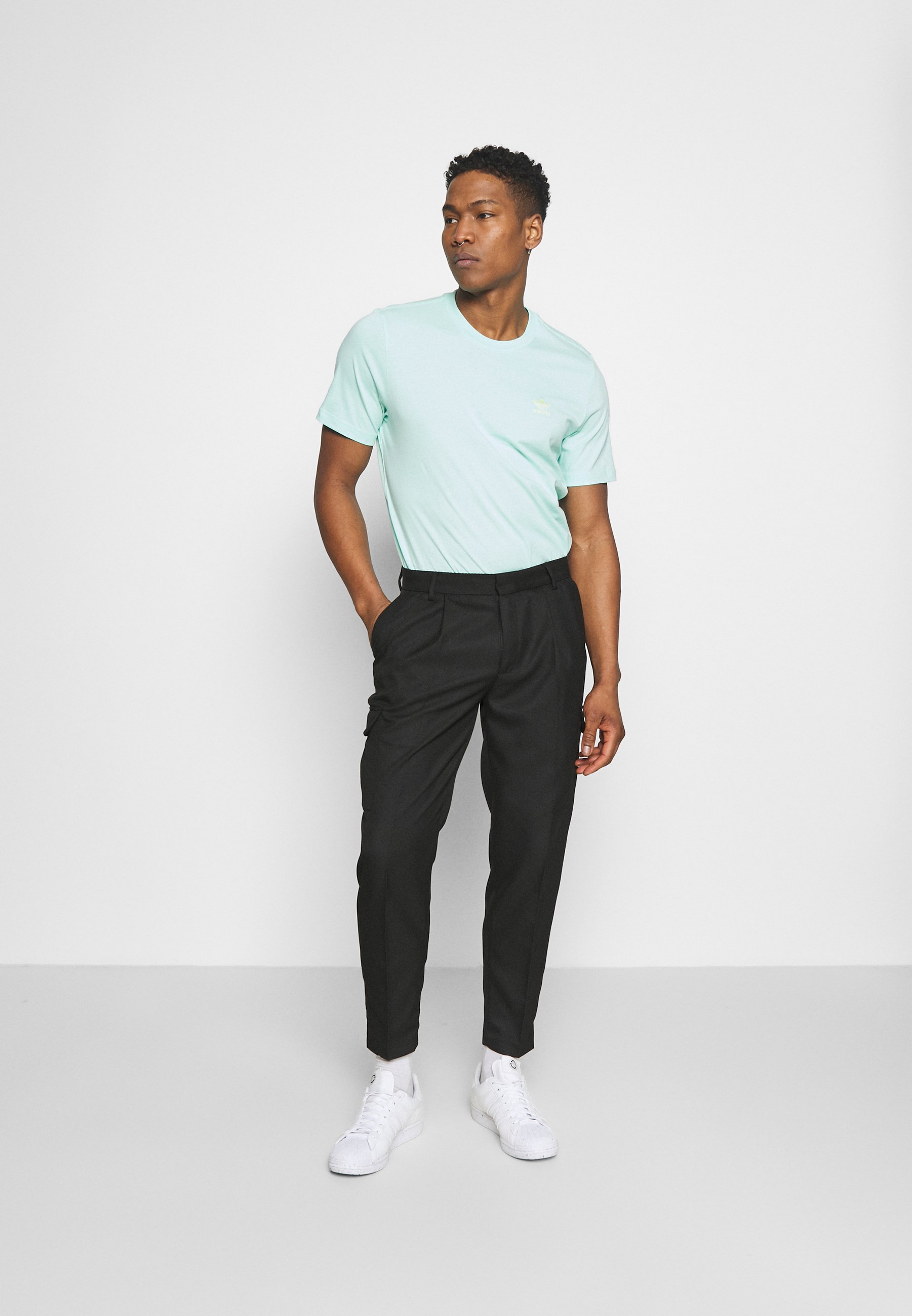 CHECK TAPER - Cargo trousers - black 