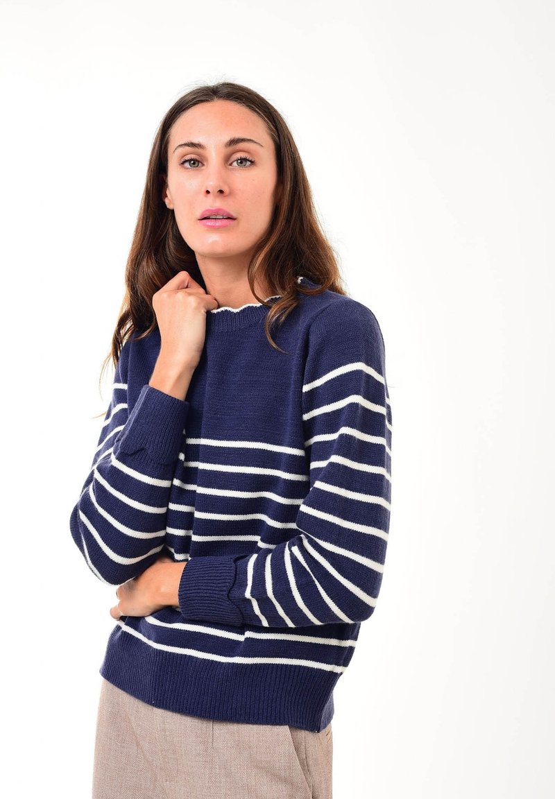 Damen Strickjacken | SOHUMAN VISBY Strickpullover blue white/blau - RD39266 Damen Strickjacken | SOHUMAN VISBY Strickpullover blue white/blau - RD39266