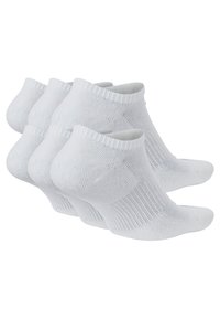 Calzini bianchi alla caviglia, in cotone misto, con texture a costine, design a taglio basso, dotati di un bordo aderente e cucitura del ponte liscia. Venduti in confezione da quattro.
