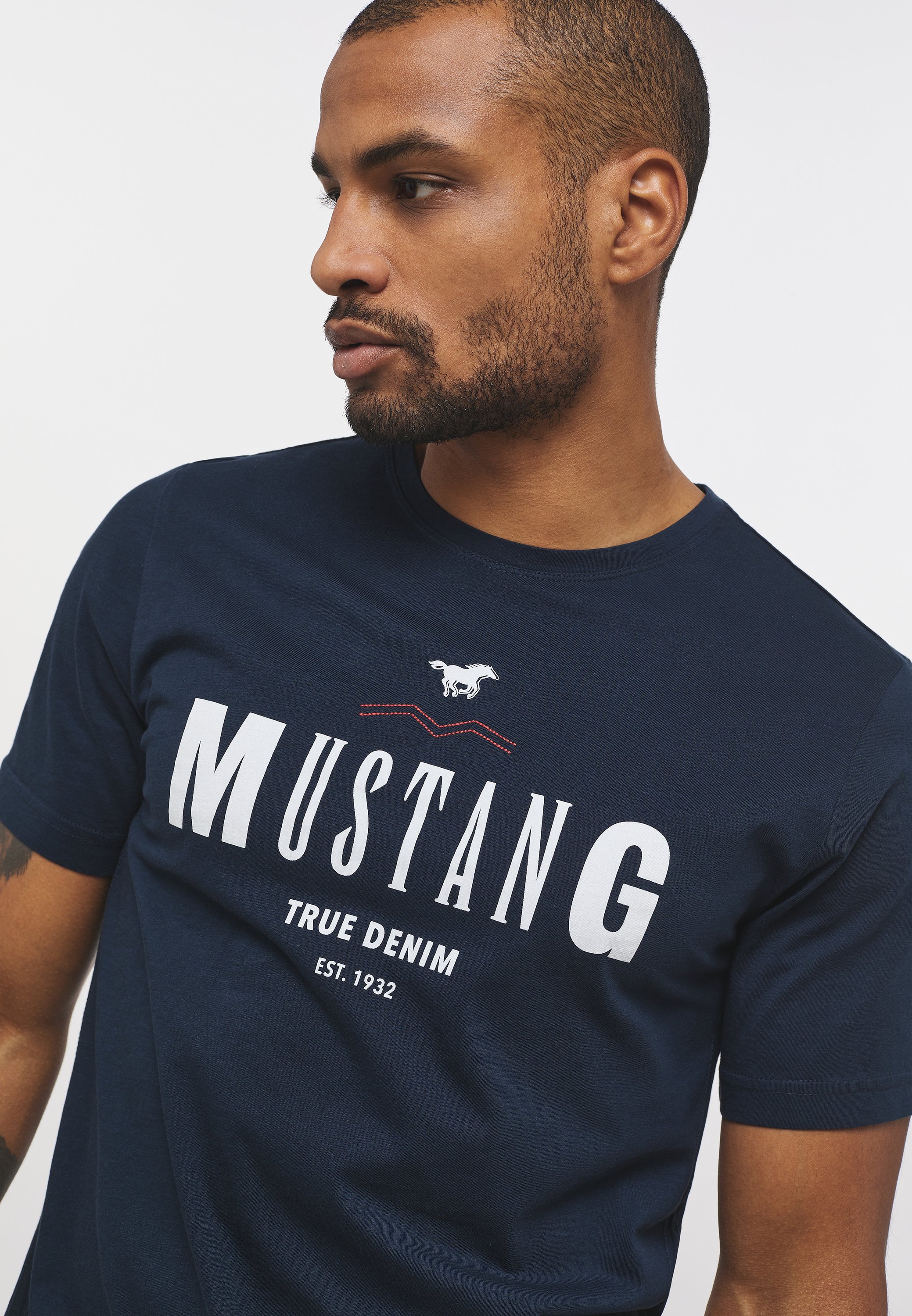 Mustang Print T-shirt - blau/light blue 