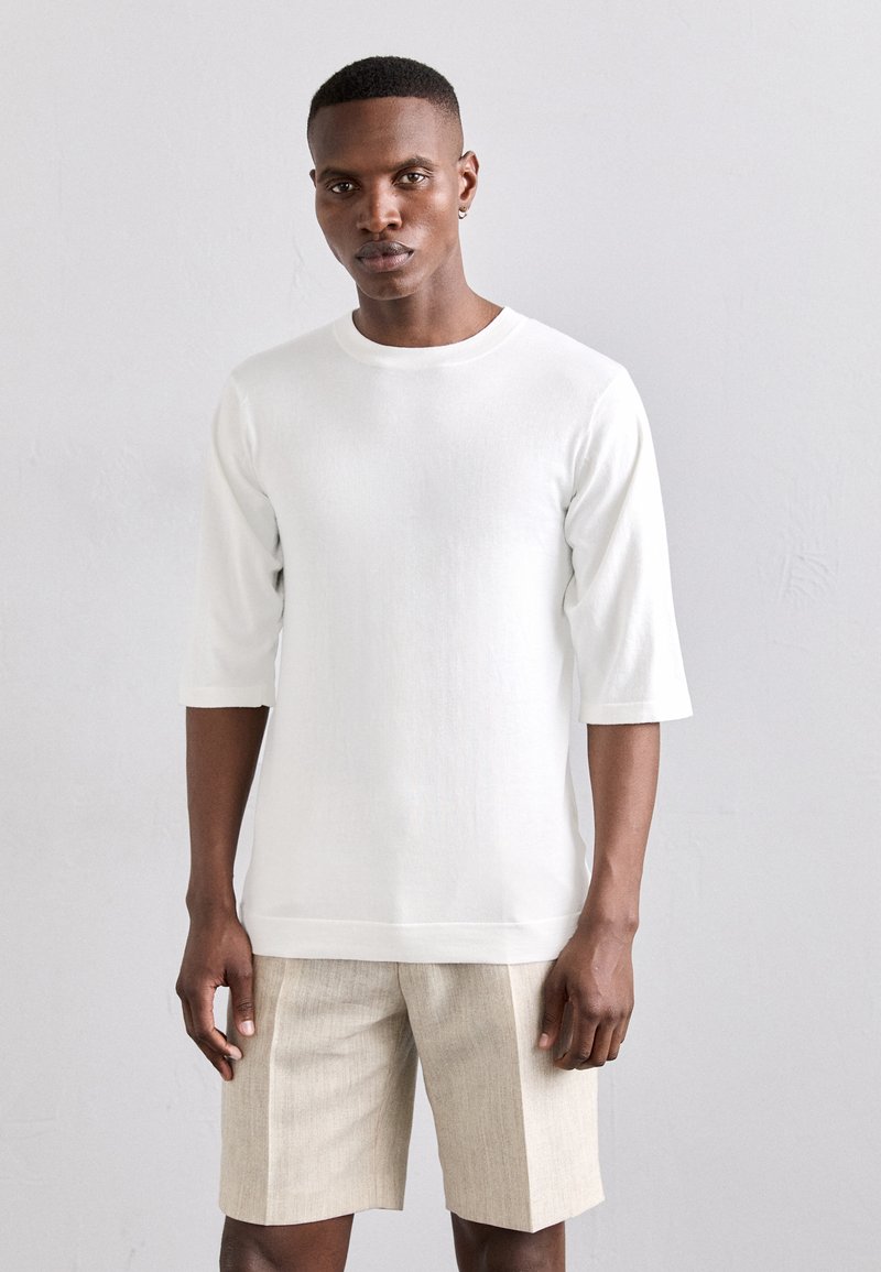 KNITID CREW NECK TEE - Pamata T-krekls - white splash