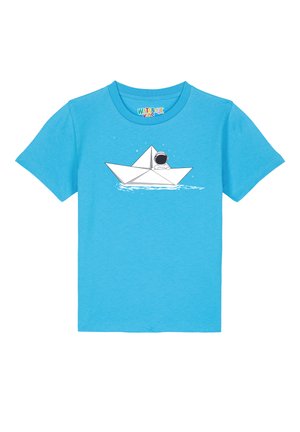 ASTRONAUT IN PAPER BOAT - T-Shirt print - aqua blue