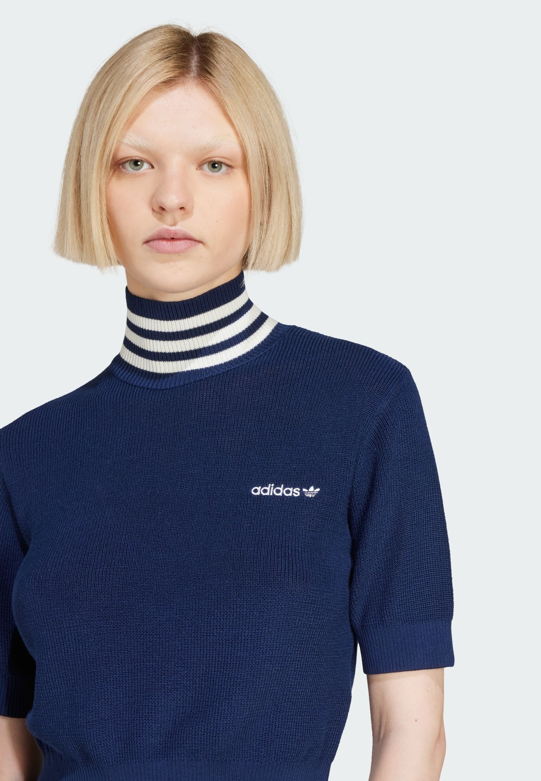 売れ筋商品|||アディダスオリジナルス Tシャツ レディース トップス CROPPED TURTLENECK - Print T-shirt - night indigo   off white adidas Originals CROPPED TURTLENECK - Print T-shirt - night