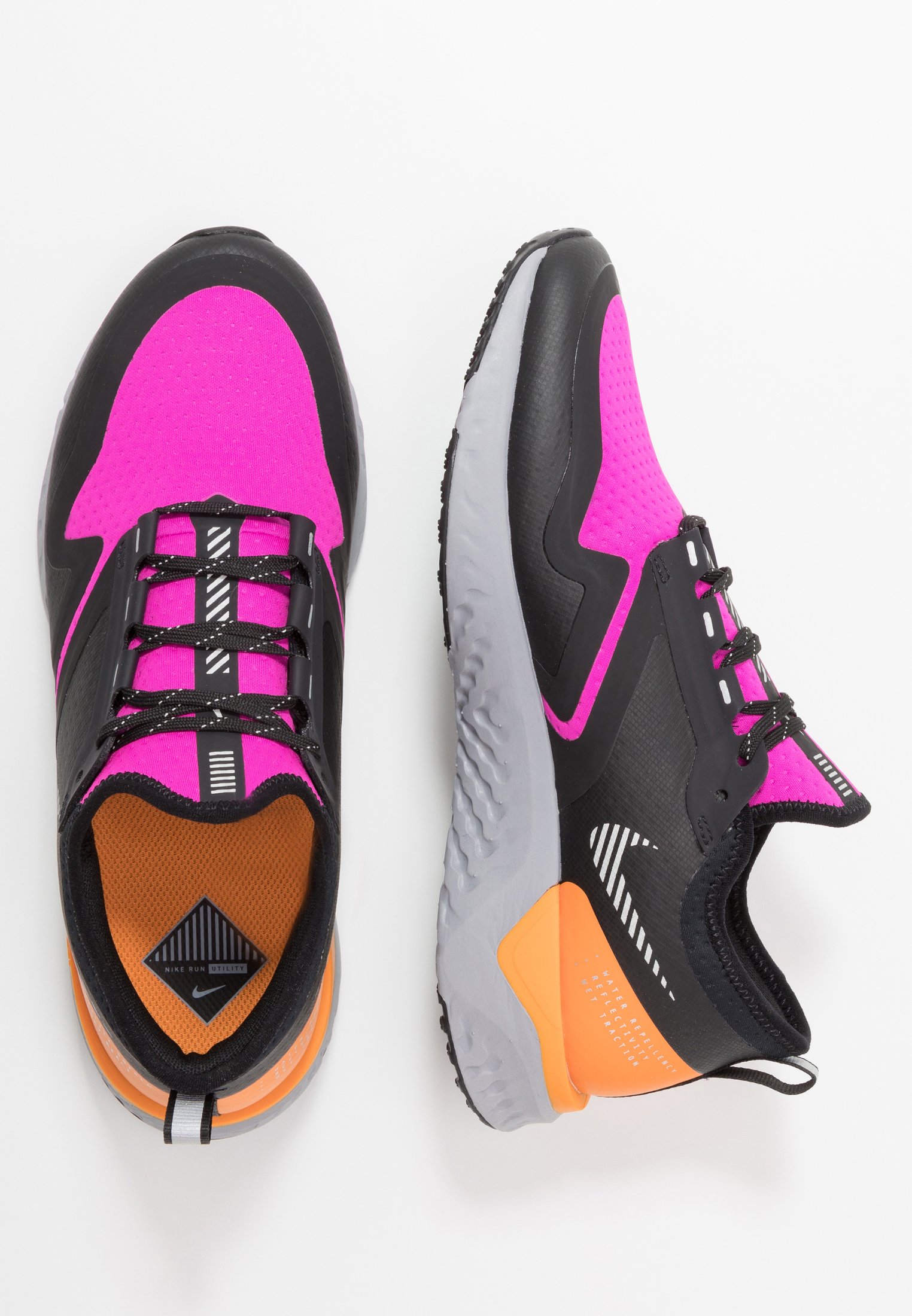nike running odyssey react 2 shield trainers in fire pink