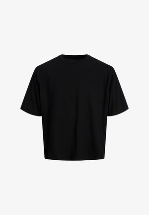 Juoda apkirpta marškinėlių tipo palaidinė, pagaminta iš lygaus medvilnės audinio. Turi apvalų kaklą ir trumpas rankoves, su paprastu, minimalistiniu dizainu.