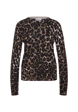 Street One, LONG-SLEEVE SWEATER WITH A ROUND NECK AND LEOPARD PRINT - Jersey de punto - black