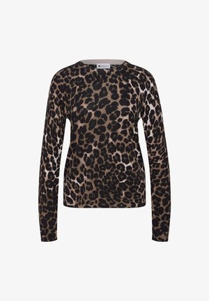 Street One, LONG-SLEEVE SWEATER WITH A ROUND NECK AND LEOPARD PRINT - Jersey de punto - black