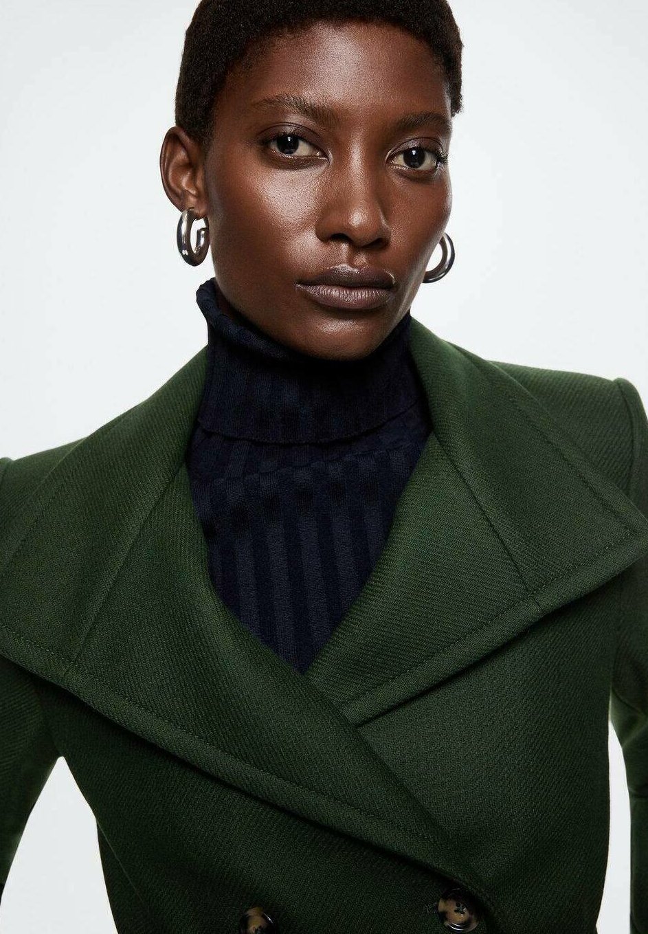 abrigo verde mango mujer